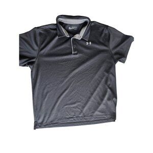 Under Armour Mens Polo Shirt Black Gray 2XL HeatGear Performance Loose Fit